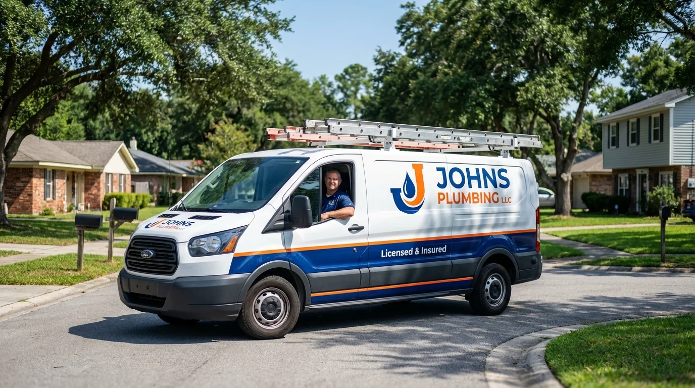 Johns Plumbing LLC service van in Mishawaka, IN