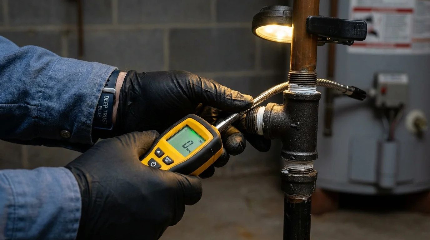 Gas leak detection with electronic sniffer by Johns Plumbing LLC in Mishawaka