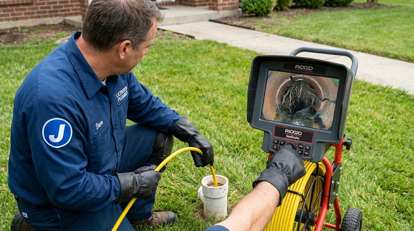 Sewer camera inspection being performed by Johns Plumbing LLC in Mishawaka